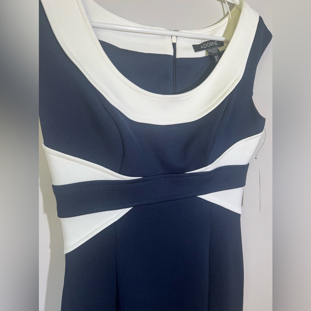 NWT Adorne Color Block Navy & White Dress Women’s Size 4 NEW - Picture 2 of 8